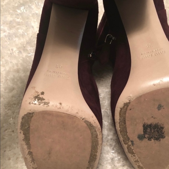 Miu Miu Suede Boots - Sz 8 Merlot / Burgundy - Picture 5 of 5